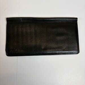 Fossil Black Genuine Leather Checkbook Wallet Long Bifold